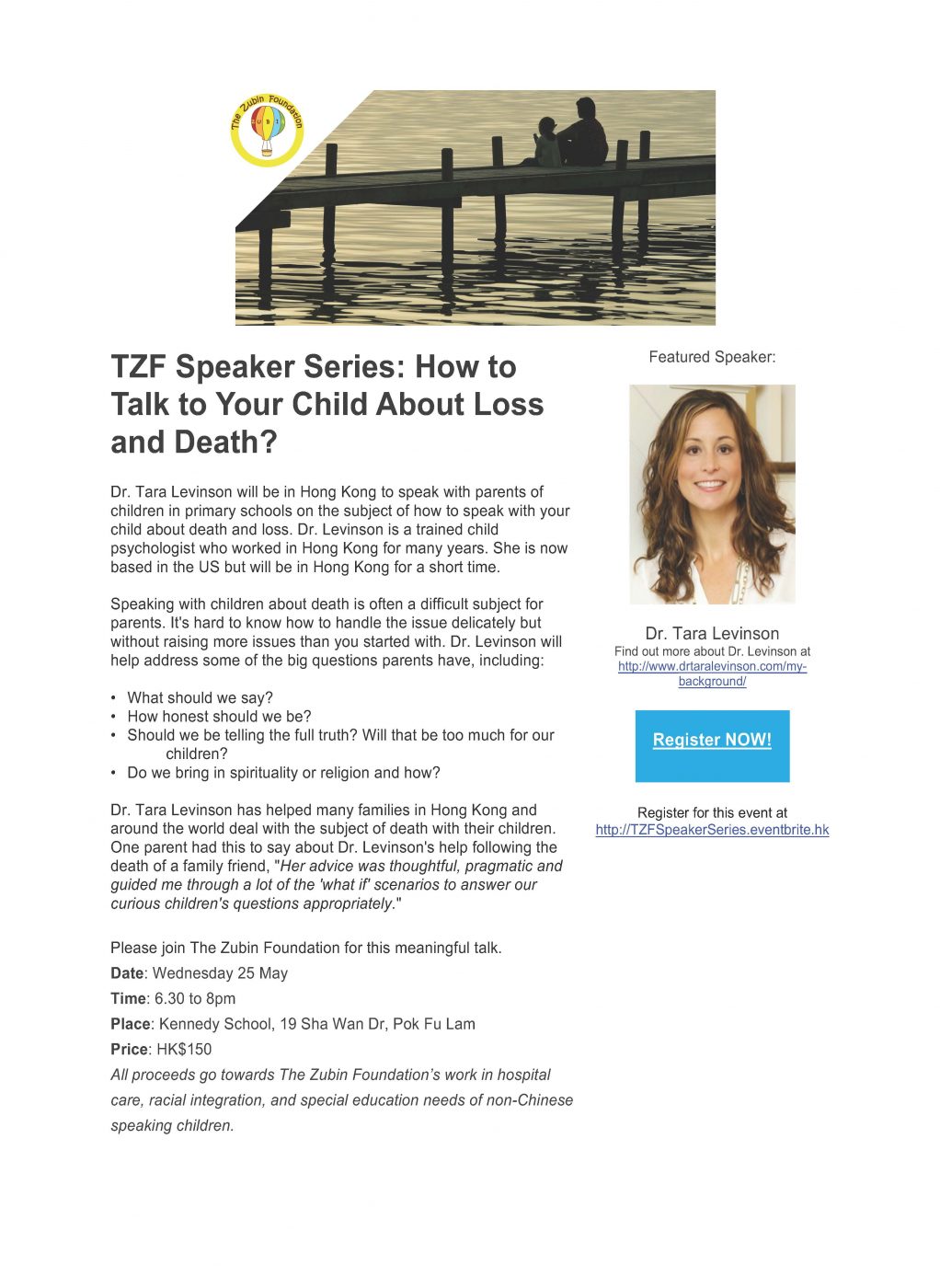 TZF Speaker Series - Dr. Tara Levinson Flyer